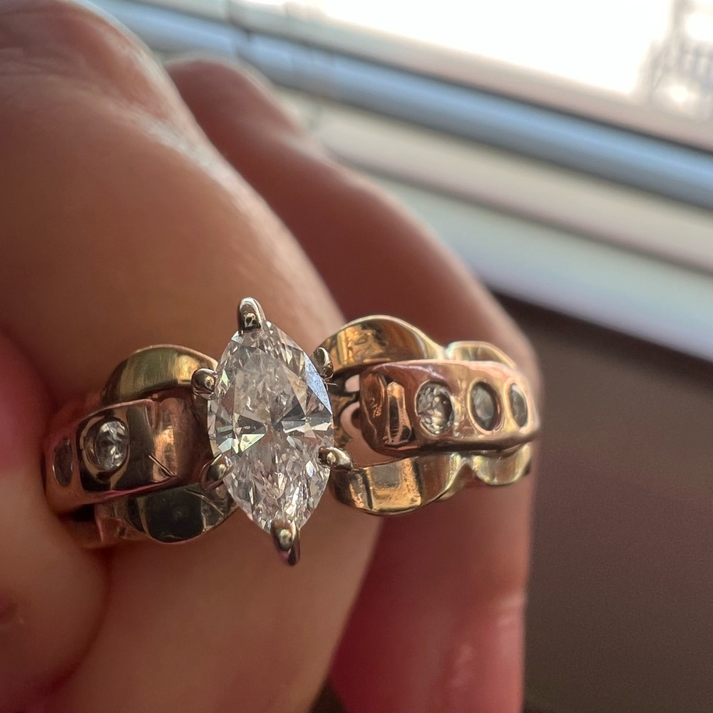 14k yellow and rose gold engagement ring